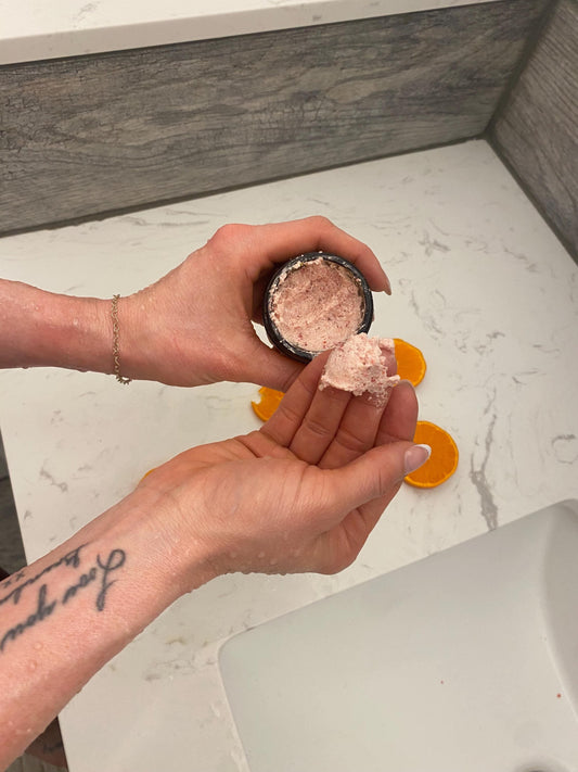 Organic Sugar Scrub | Raw Cane Sugar, Coconut Oil, Strawberry, Tallow & Essential Oils | Natural Exfoliant | 2oz | Clean Skincare Gift